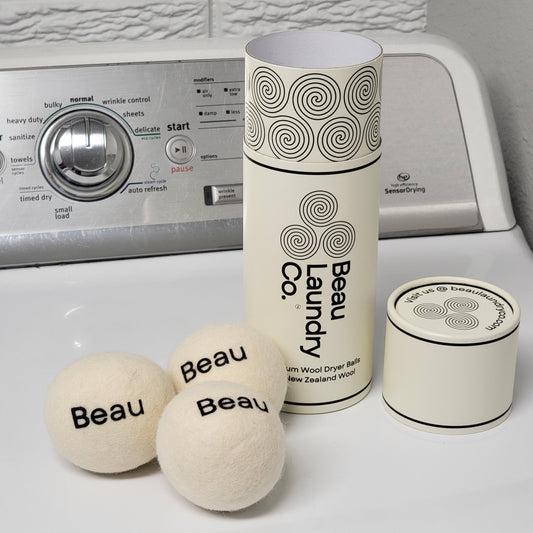 Classic dryer balls on a dryer